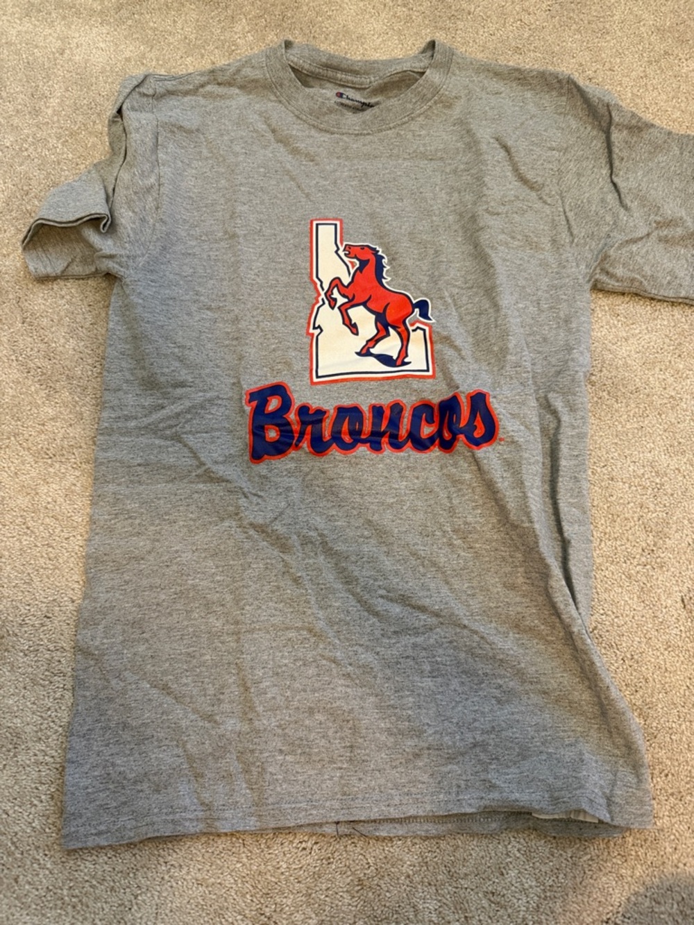Broncos Grey Tee with Red & Blue Logo